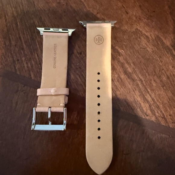 Tory Burch Sand Pink Leather Apple Watch Band - Picture 2 of 2